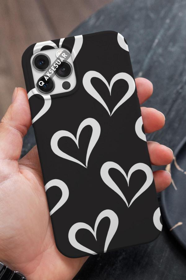 Q Aksesuar Tecno Spark 20 Uyumlu Beyaz Kalpler Tasarımlı Premium Telefon Kılıfı - Image 1