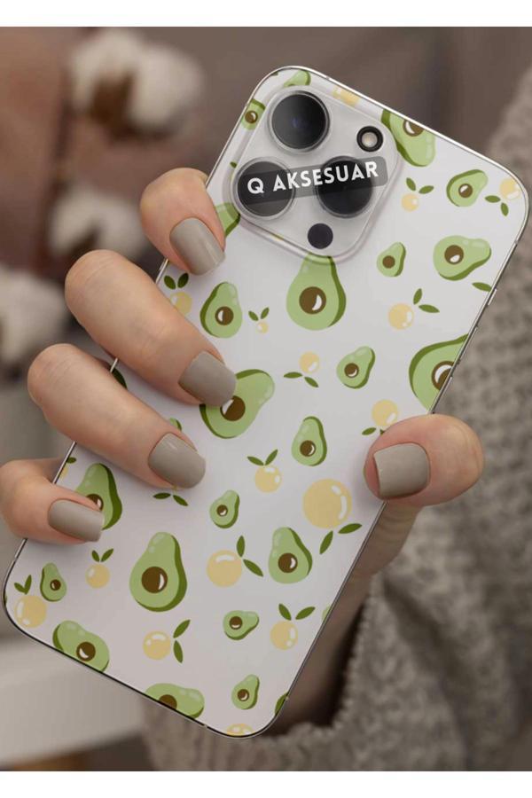 Q Aksesuar Xiaomi Redmi 12 Uyumlu Sevimli Avakado Tasarımlı Şeffaf Telefon Kılıfı Kapak Case - Image 1