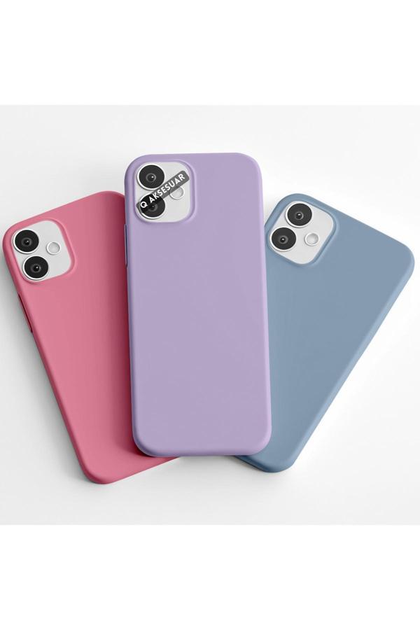 Q Aksesuar İphone Se 2 (2020) Uyumlu 3'Lü Set Basic Telefon Kılıfı Şeker Pembe-Lila-Bebe Mavi - Image 1