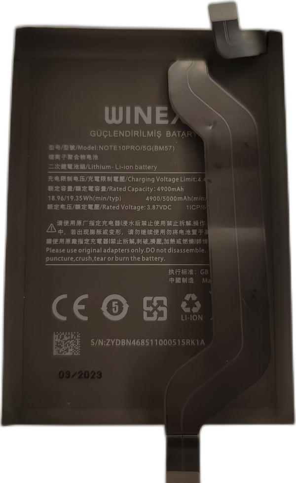Winex Redmi Note 10 Pro Uyumlu Güçlendirilmiş Premium Batarya - Image 1