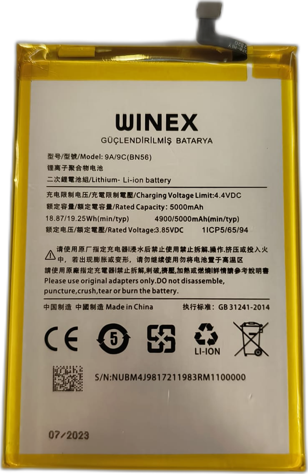 Winex Redmi 9A / 9C Uyumlu Güçlendirilmiş Premium Batarya - Image 1