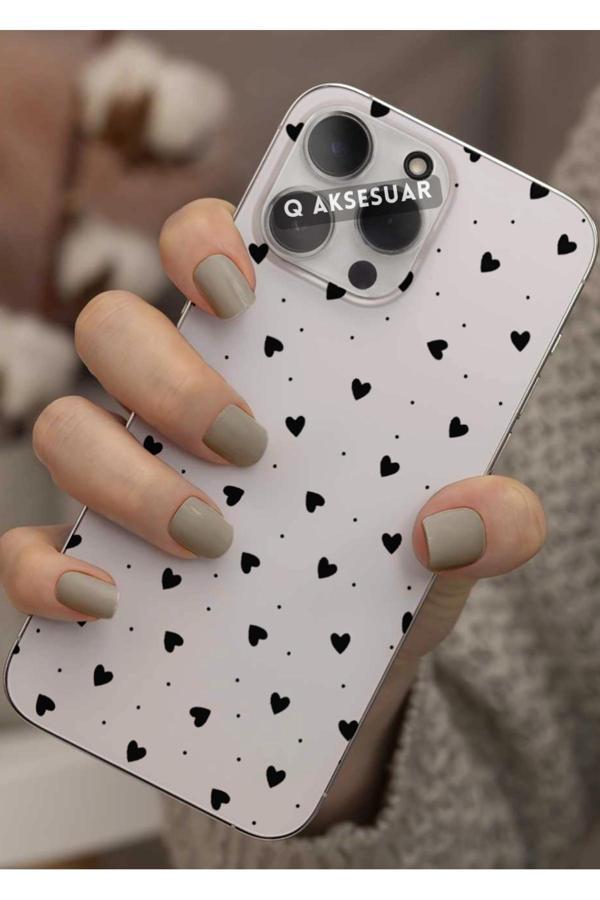 Q Aksesuar Samsung Galaxy M31 Uyumlu Mini Siyah Kalp Tasarımlı Şeffaf Telefon Kılıfı Kapak Case - Image 1