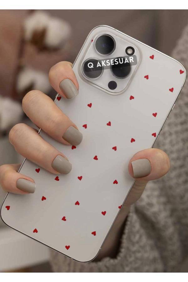 Q Aksesuar Samsung Galaxy A50 Uyumlu Mini Kırmızı Kalp Tasarımlı Şeffaf Telefon Kılıfı Kapak Case - Image 1