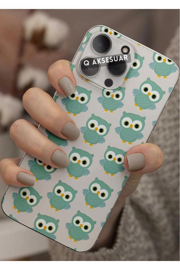 Q Aksesuar Samsung Galaxy A21S Uyumlu Sevimli Baykuş Tasarımlı Şeffaf Telefon Kılıfı Kapak Case - Image 1
