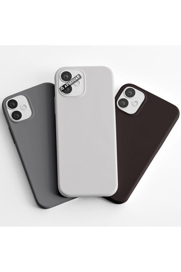 Q Aksesuar İphone Se 2 (2020) Uyumlu 3'Lü Set Basic Telefon Kılıfı Koyu Gri-Beyaz-Siyah - Image 1