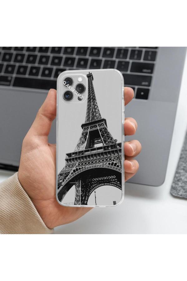Q Aksesuar İphone Xr Uyumlu Eyfel Kulesi Tasarımlı Premium Şeffaf Telefon Kılıfı - Image 1