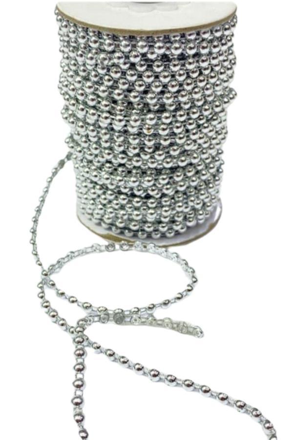 Dikilebilir Sıralı İnci Tekli En 1 cm Gümüş 10 Metre - Image 1