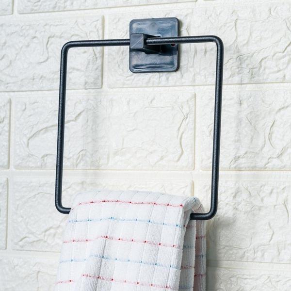 BUFFER® Kendiliğinden Yapışkanlı Siyah Paslanmaz Metal Kare Havluluk - Image 1