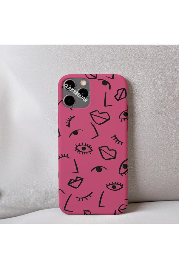 Q Aksesuar İphone Se 2.Nesil (2020) Uyumlu İçi Kadife Dudak Desenli Tasarım Telefon Kılıfı - Image 1