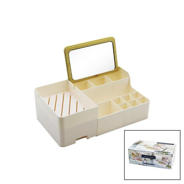 AYNALI BAMBU - ÇEKMECELİ MAKYAJ - TAKI ORGANİZER SERT PLASTİK 13 BÖLMELİ 28.5X17.5X9.5CM (5250) - Image 1
