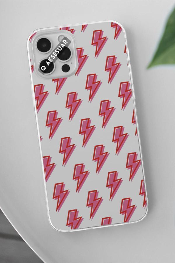 Q Aksesuar Xiaomi 12T Uyumlu Pembe Şimşek Tasarımlı Şeffaf Telefon Kılıfı - Image 1