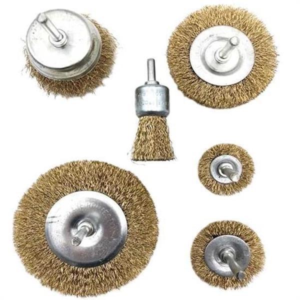 BUFFER® 6'lı Pimli Tel Fırça Seti Pas Yağ Kir Boya Yapışkan Çözücü - Image 1