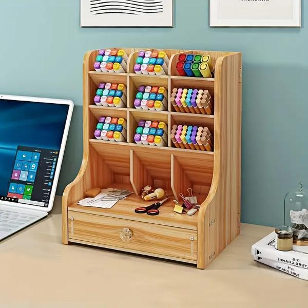 Bölmeli ve Çekmeceli Ahşap Organizer  - Image 1