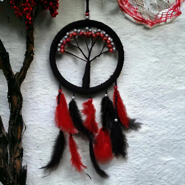 Siyah Kırmızı Hayat Ağacı Dream Catcher  - Image 1