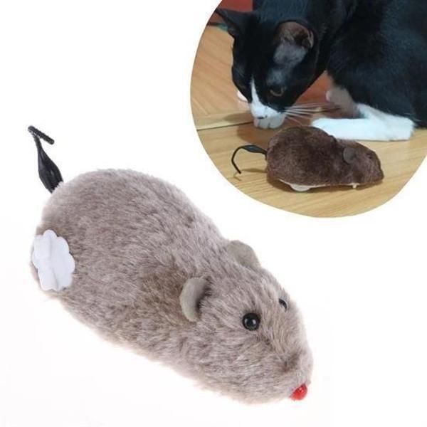 BUFFER® Kurmalı Kedi Eğitim Oyuncağı Tüylü Peluş Fare Yakalama İnteraktif Sevimli Eğlenceli Oyuncak - Image 1