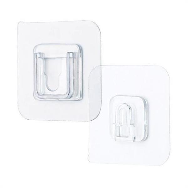 BUFFER® Eşya Sabitleme Askısı 10 Çift Şeffaf Çift Taraflı Yapışkanlı Geçmeli Klips - Image 1