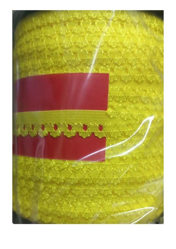 Çamaşır Lastiği Dantelli 1 cm 1 Metre Sarı - Image 1