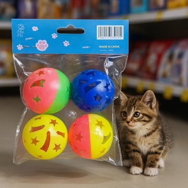 4'lü Çıngıraklı Top Kedi Oyuncağı - Image 1
