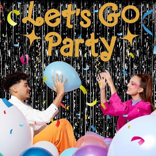 Siyah Ekstra Metalize Parlak Saçaklı Arka Fon Perde - Image 1