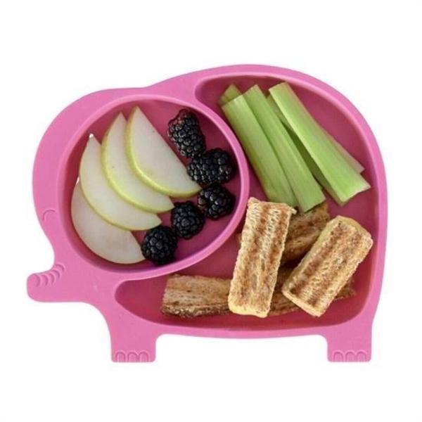 BUFFER® Bebek ve Çocuk için Sevimli Fil Model Desenli Yemek Bebek Mama Kabı Bölmeli Tabak - Image 1