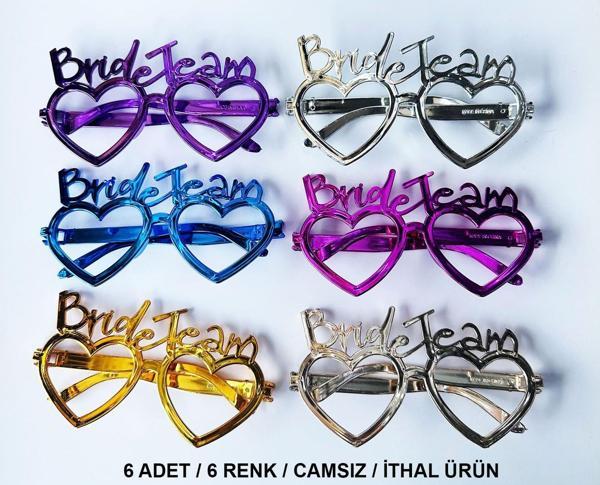 Kalpli Bride Team Gözlük Seti 6 Renk - Kına &amp; Düğün Partileri İçin (5250) - Image 1