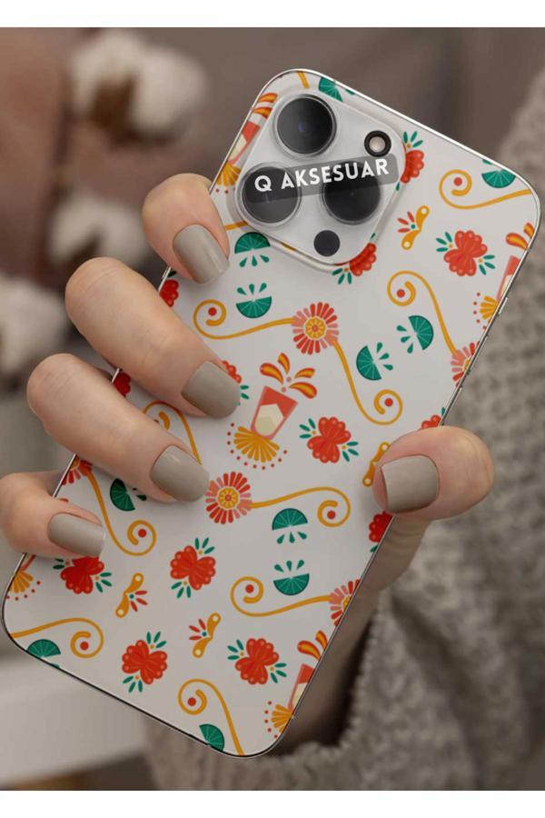 Q Aksesuar Xiaomi Redmi Note 11S Uyumlu Turuncu Desen Tasarımlı Şeffaf Telefon Kılıfı Kapak Case - Image 1