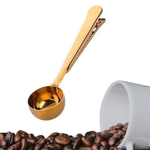 BUFFER® Mandallı Kahve Ölçü Kaşığı Gold Çok Fonksiyonlu Paslanmaz Çelik Kaşık - Image 1