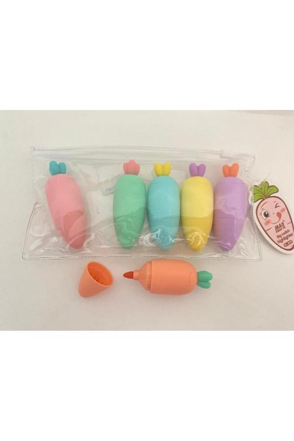 Havuç Tasarımlı Fosforlu Kalem Seti - Image 1