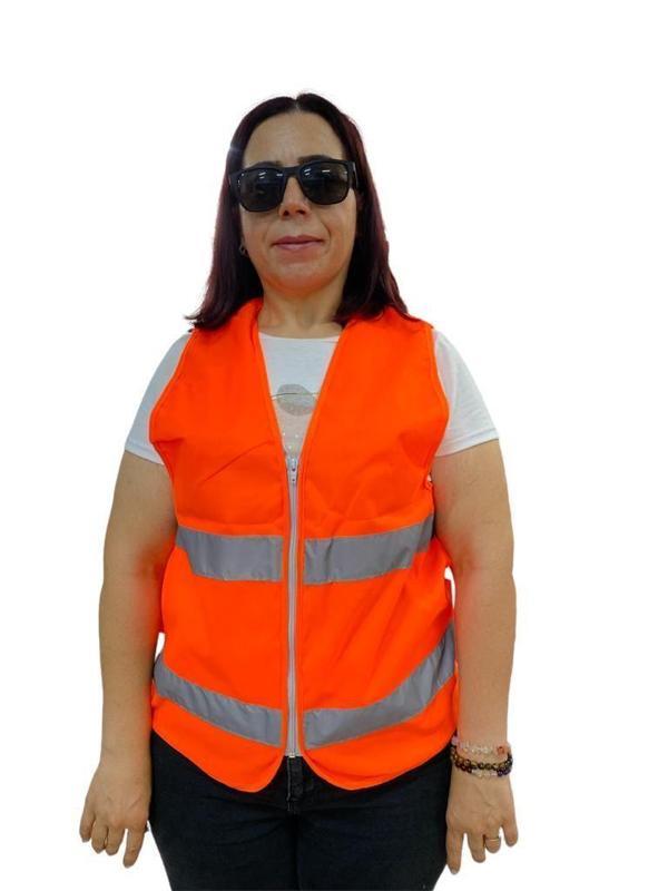 Fermuarlı Turuncu İkaz Yeleği XL Beden 59 cm - Image 1