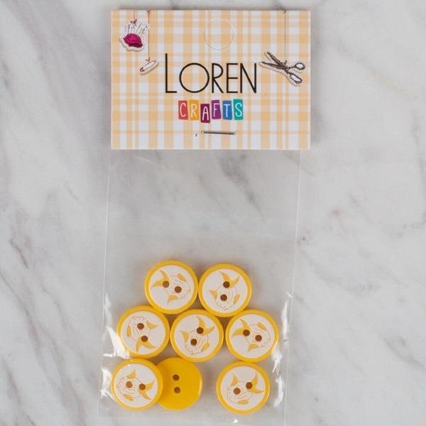 Loren Crafts sarı 8 li balık düğme - 579 - Image 1