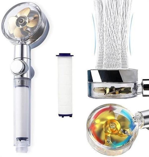 BUFFER® Turbo Pervaneli ve Filtreli Su Tasarruflu 360 Derece Dönebilen Tazyikli Duş Başlığı - Image 1