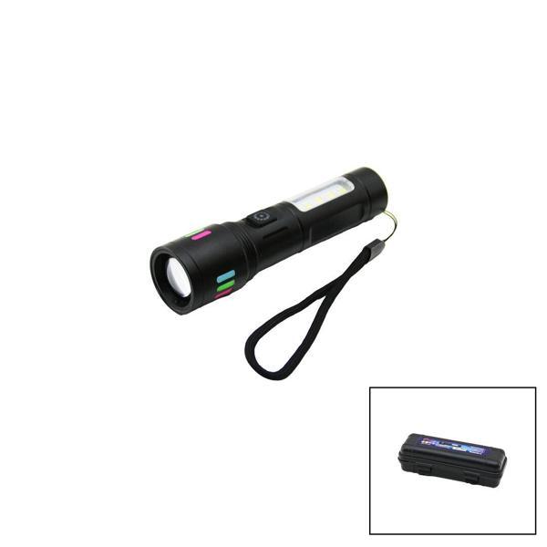 METAL GÖVDE 2IN1=ZOOM - RGB 9 LED EL FENERİ USB ŞARJLI MİNİ PLS.KUTULU (5250) - Image 1