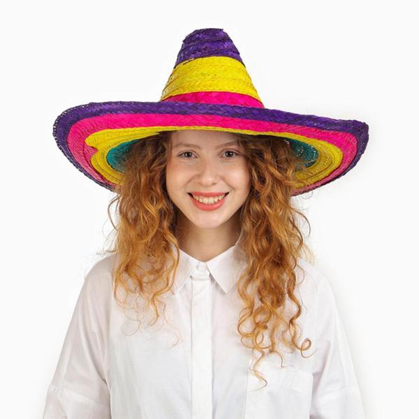 Sombrero Meksika Şapkası Renkli Örme Hasır Çocuk Boy - Image 1