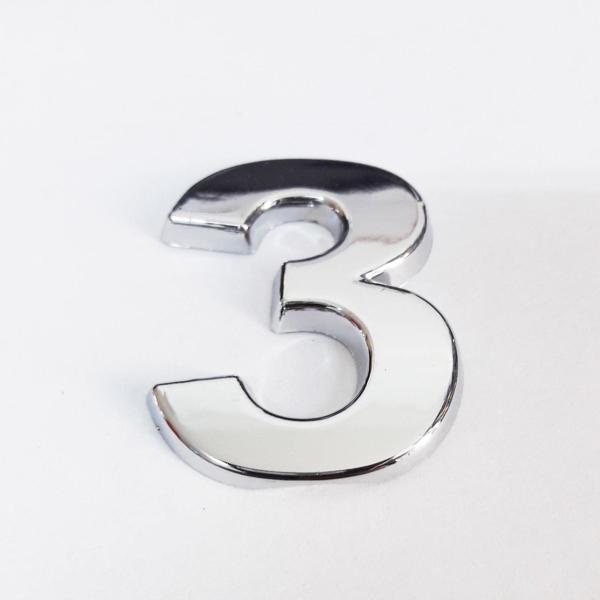 Cemax 3 Rakamı 3,75 cm Krom Yapışkanlı - Image 1
