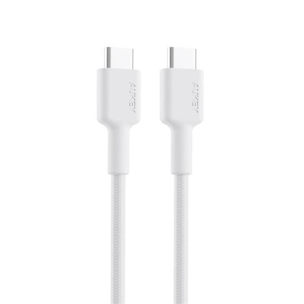 AUKEY CB-CD45-WH PD NAYLON ÖRGÜLÜ TYPE-C TYPE-C ŞARJ KABLOSU 0.9MT - Image 1