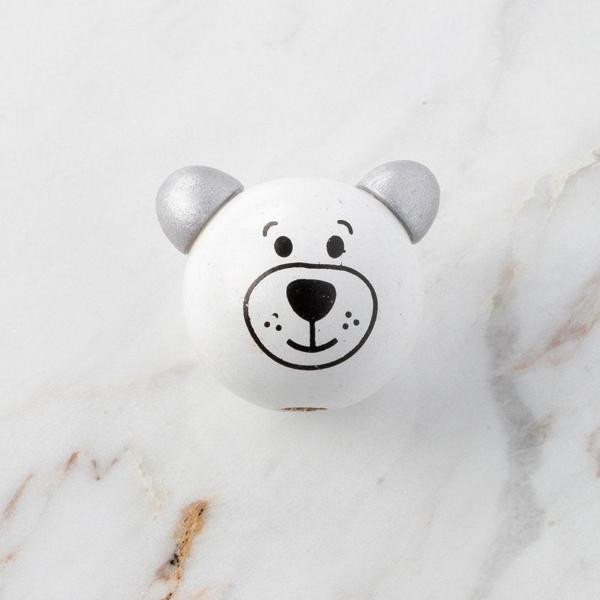 Loren 1 Adet Kulağı Gri Ayı Figürlü Ahşap Boncuk - Image 1