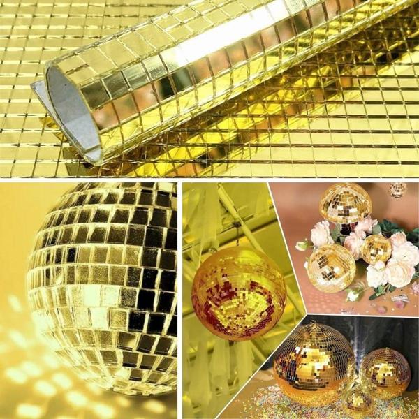 Kare Gold Cam Mozaik Fayans Çıkartmaları El İşi Kare Cam Fayans Kendinden Yapışkanlı Aynalı Dekor Panel 30x30 Cm (5250) - Image 1