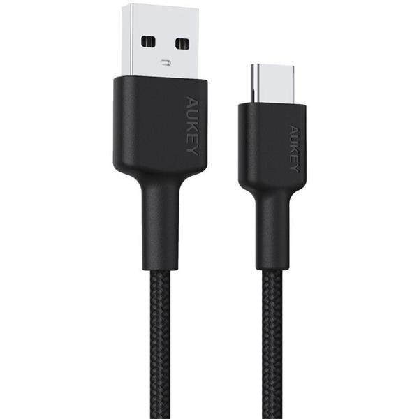AUKEY CB-CD30-BK NAYLON ÖRGÜLÜ USB-A TYPE-C ŞARJ KABLOSU 0.9MT - Image 1