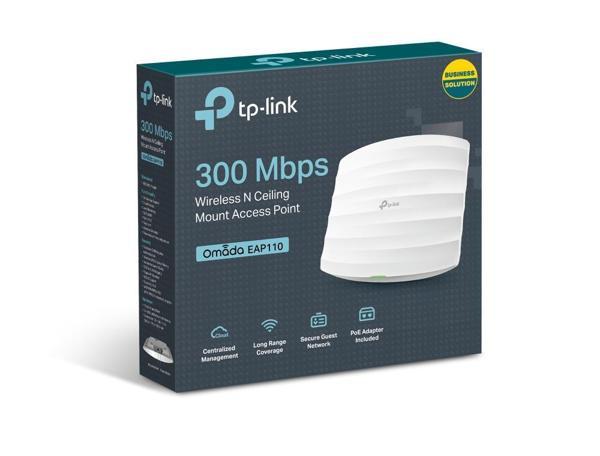 TP-LINK OMADA EAP110 1 PORT 10/100 2.4GHZ 300MBPS 2X4DBI ANTEN İÇ ORTAM TAVAN TİPİ ACCESS POINT(ADAPTÖRLÜ) - Image 1