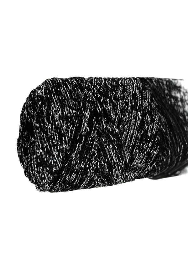 Makrome İpi 3mm Polyester Siyah Gümüş  Simli - Image 1