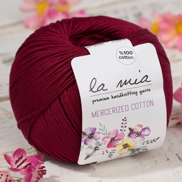 La Mia Mercerized Cotton Bordo El Örgü İpi - 23 - 33596 - Image 1