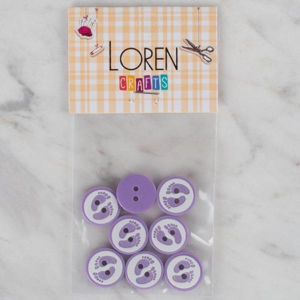 Loren Crafts lila 8 li ayak izi düğme - 437 - Image 1