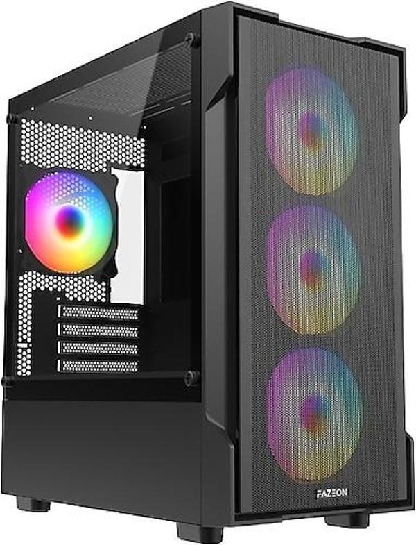 FAZEON F1 650W 80+ BRONZE Mesh 4x120mm Rainbow Fanlı mATX Bilgisayar Kasası - Image 1