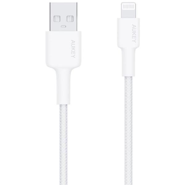 AUKEY CB-BAL7-WH NAYLON ÖRGÜLÜ USB-A LİGHTNİNG KABLOSU 0.9MT - Image 1
