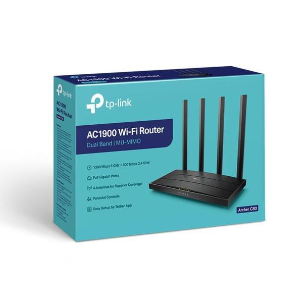 TP-LINK ARCHER C80 AC1900 1300MBPS MU-MIMO İÇ ORTAM KABLOSUZ WIFI ROUTER - Image 1