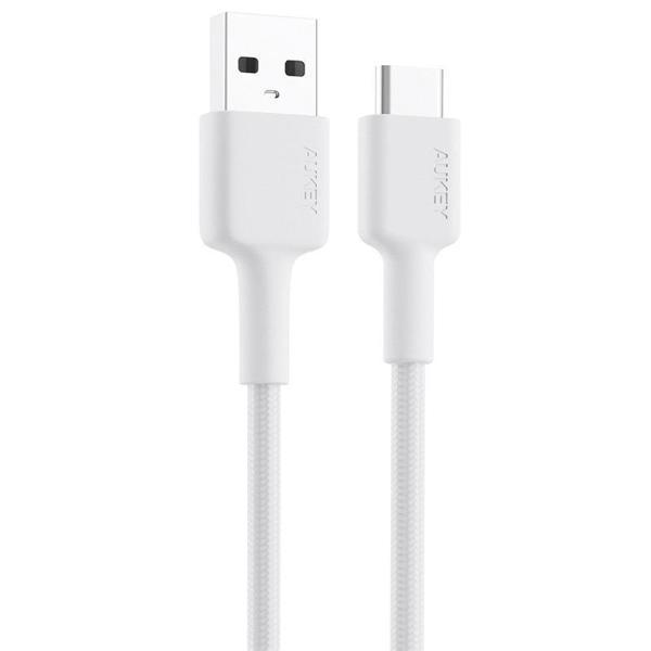AUKEY CB-CD30-WH NAYLON ÖRGÜLÜ USB-A TYPE-C ŞARJ KABLOSU 0.9MT - Image 1