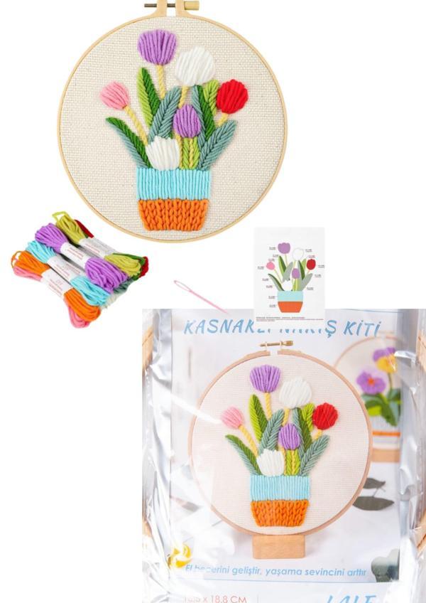 Nakış Kitleri Kasnaklı 13.5 X 18.8 cm Lale - Image 1