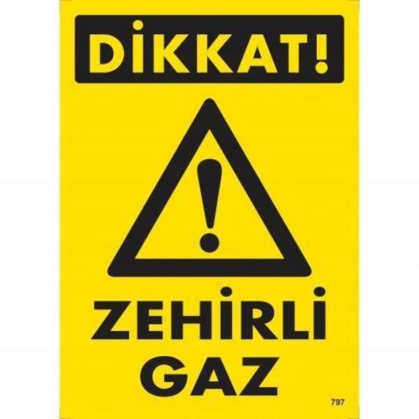 Dikkat Zehirli Gaz Uyarı Levhası 25x35 KOD:797 - Image 1
