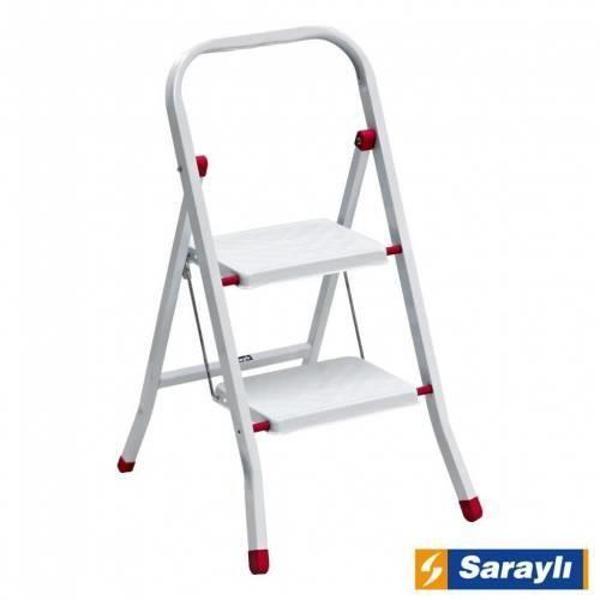Saraylı Pratik Metal Merdiven Beyaz 2 Basamaklı - Image 1