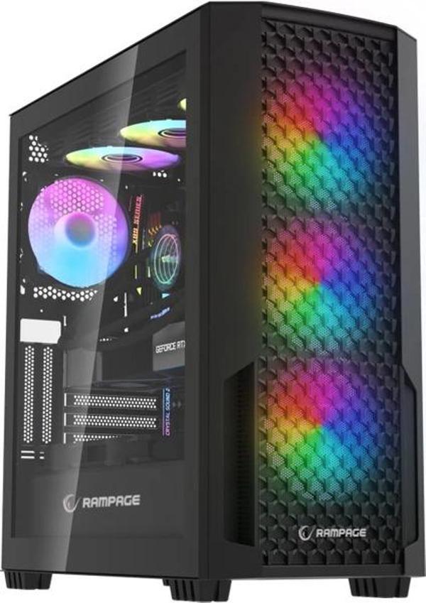 RAMPAGE SHELOB Mesh Panel  Tempered Camlı 4*ARGB INFINITY FAN+HUB Gaming Kasa - Image 1